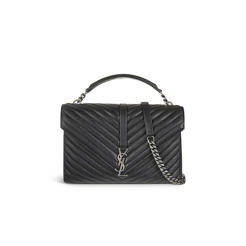 Sa1nt Lau*nt college quilted-leather satchel bag