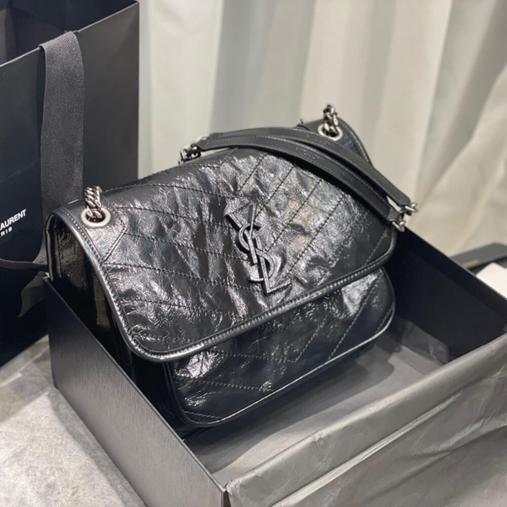 Sa1nt Lau*nt niki medium in crinkled vintage leather