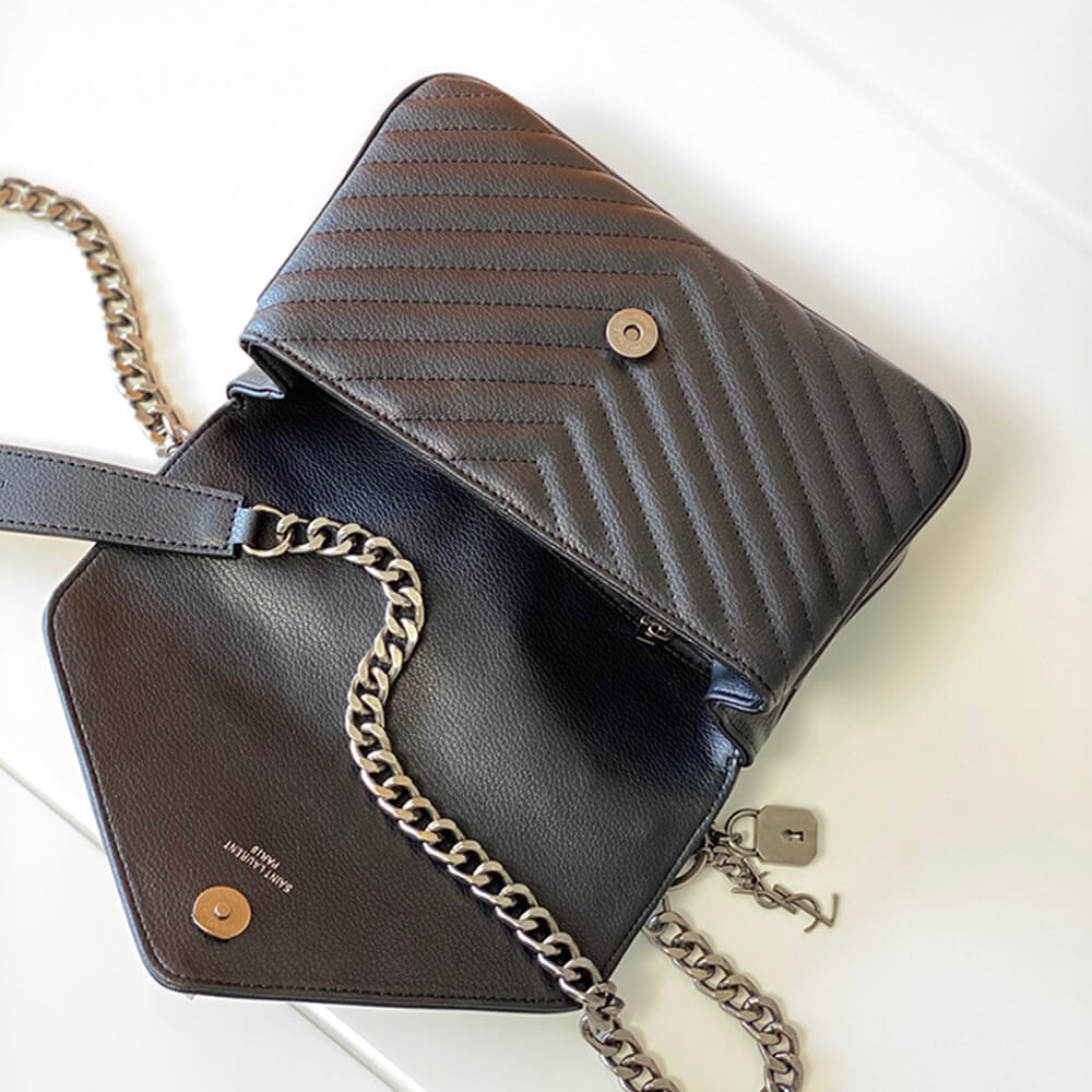 Sa1nt Lau*nt college quilted-leather satchel bag