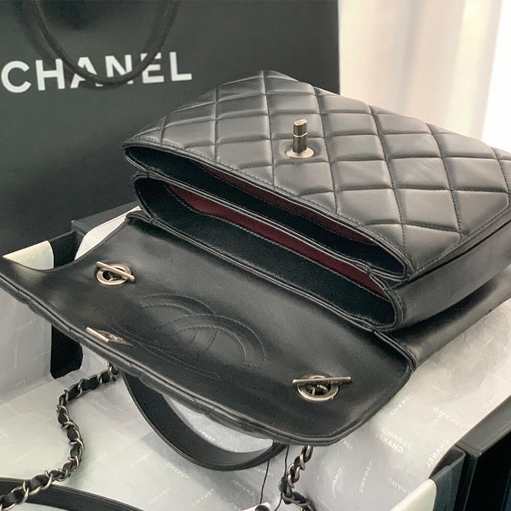 Ch**el flap bag with top handle