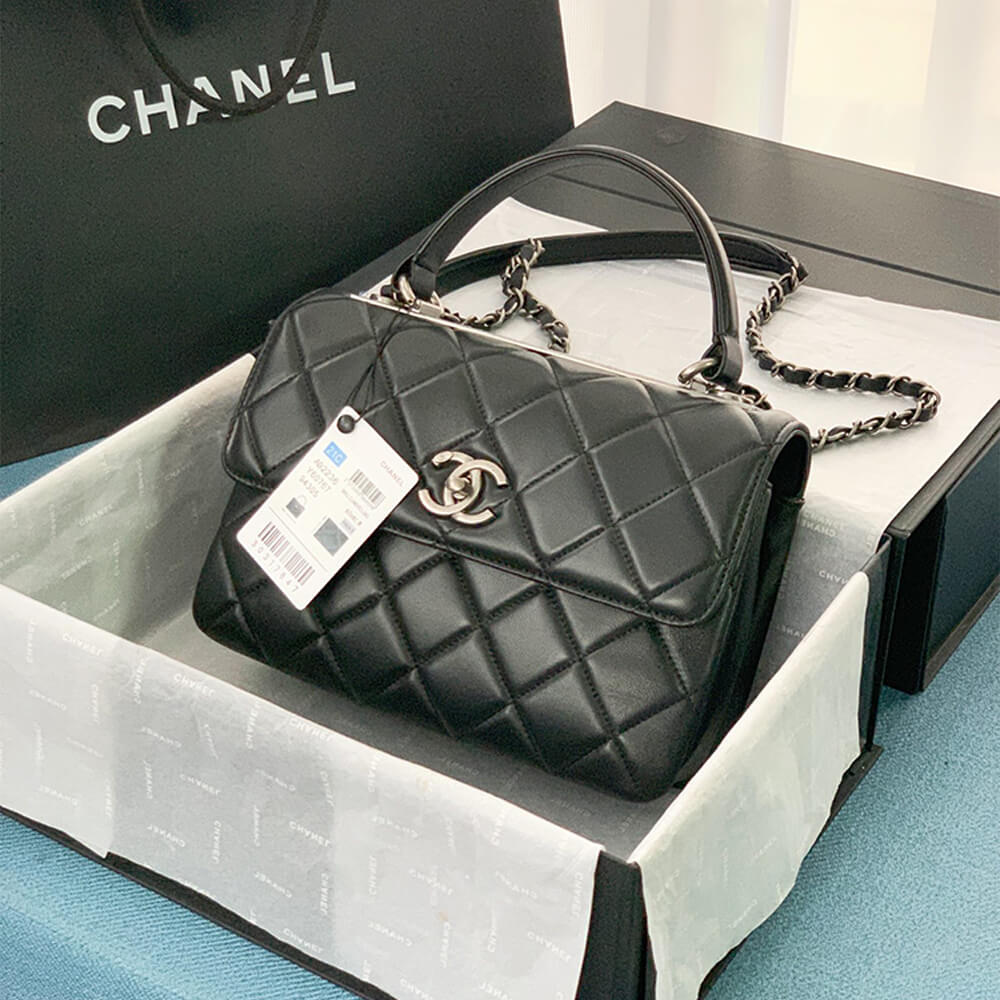 Ch**el flap bag with top handle
