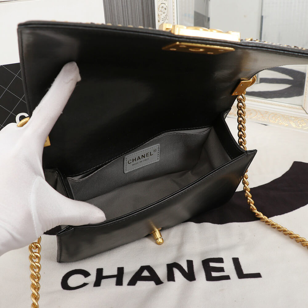 Ch**el top handle chevron boy handbag
