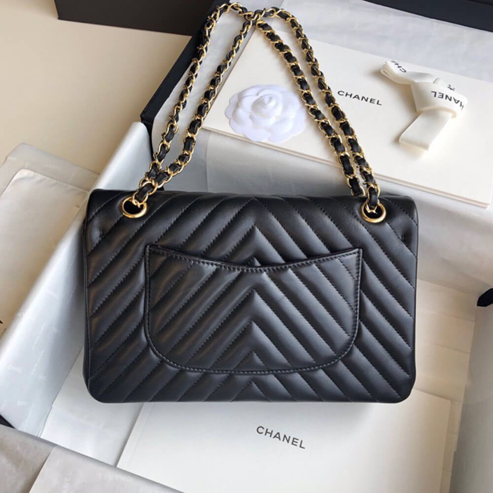 Ch**el classic chevron tweed medium flap