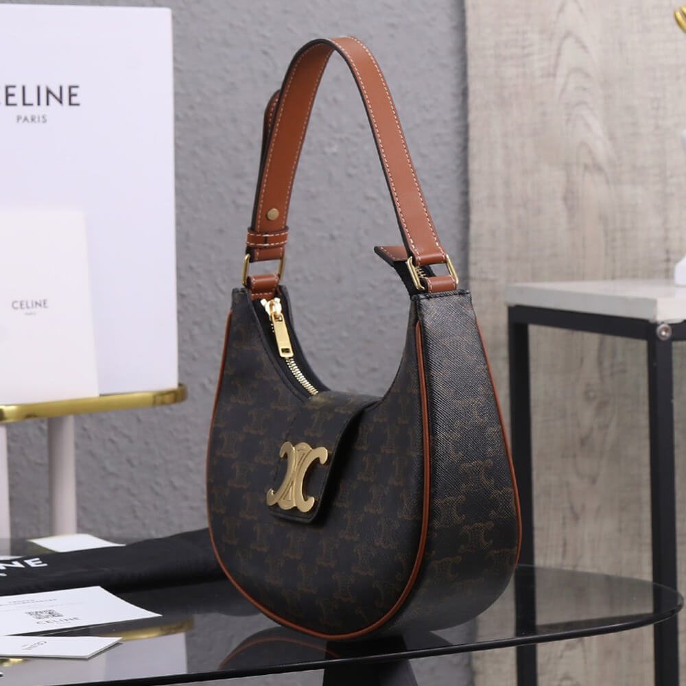 Ce1i*e medium ava triomphe bag in triomphe canvas and calfskin