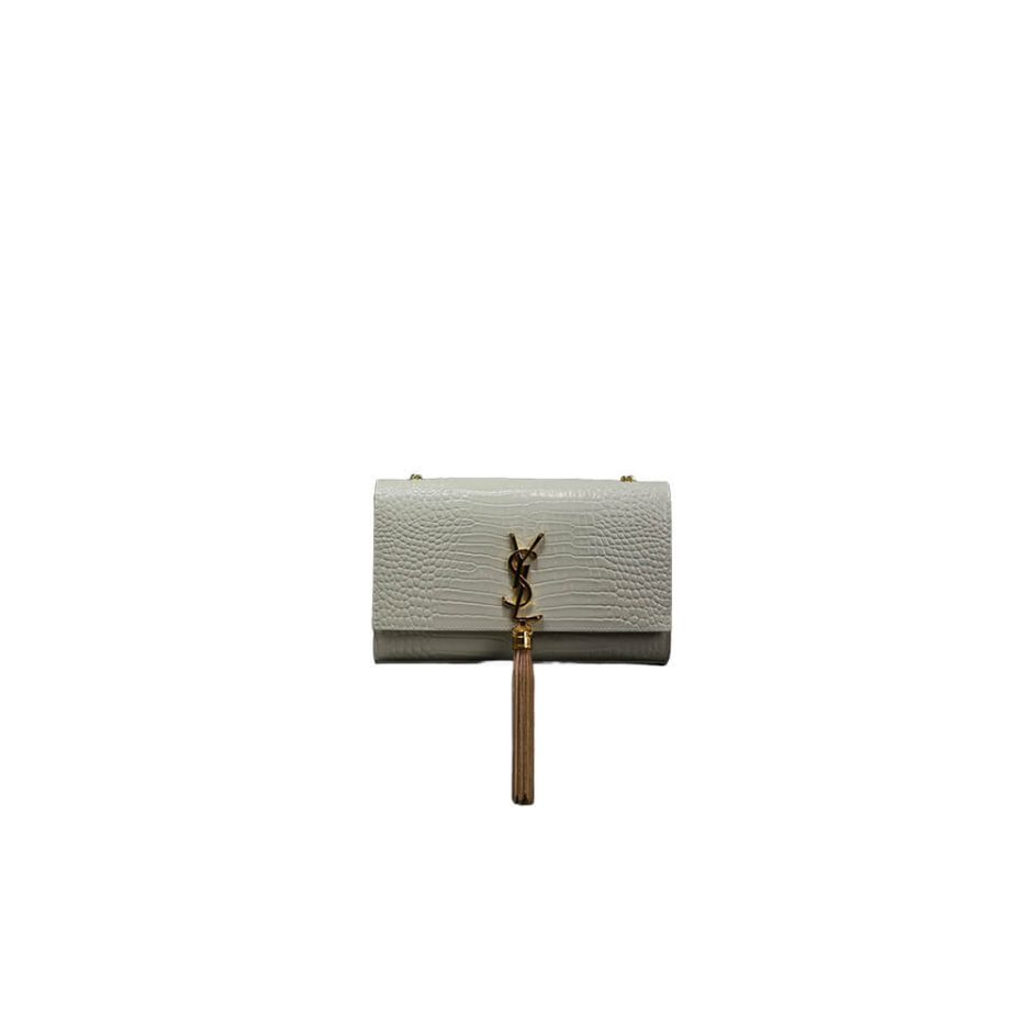 Y51 kate medium tassel in crocodile-embossed leather
