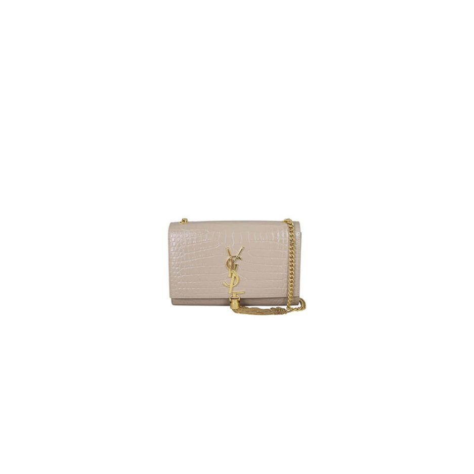 Y51 kate medium tassel in crocodile-embossed leather